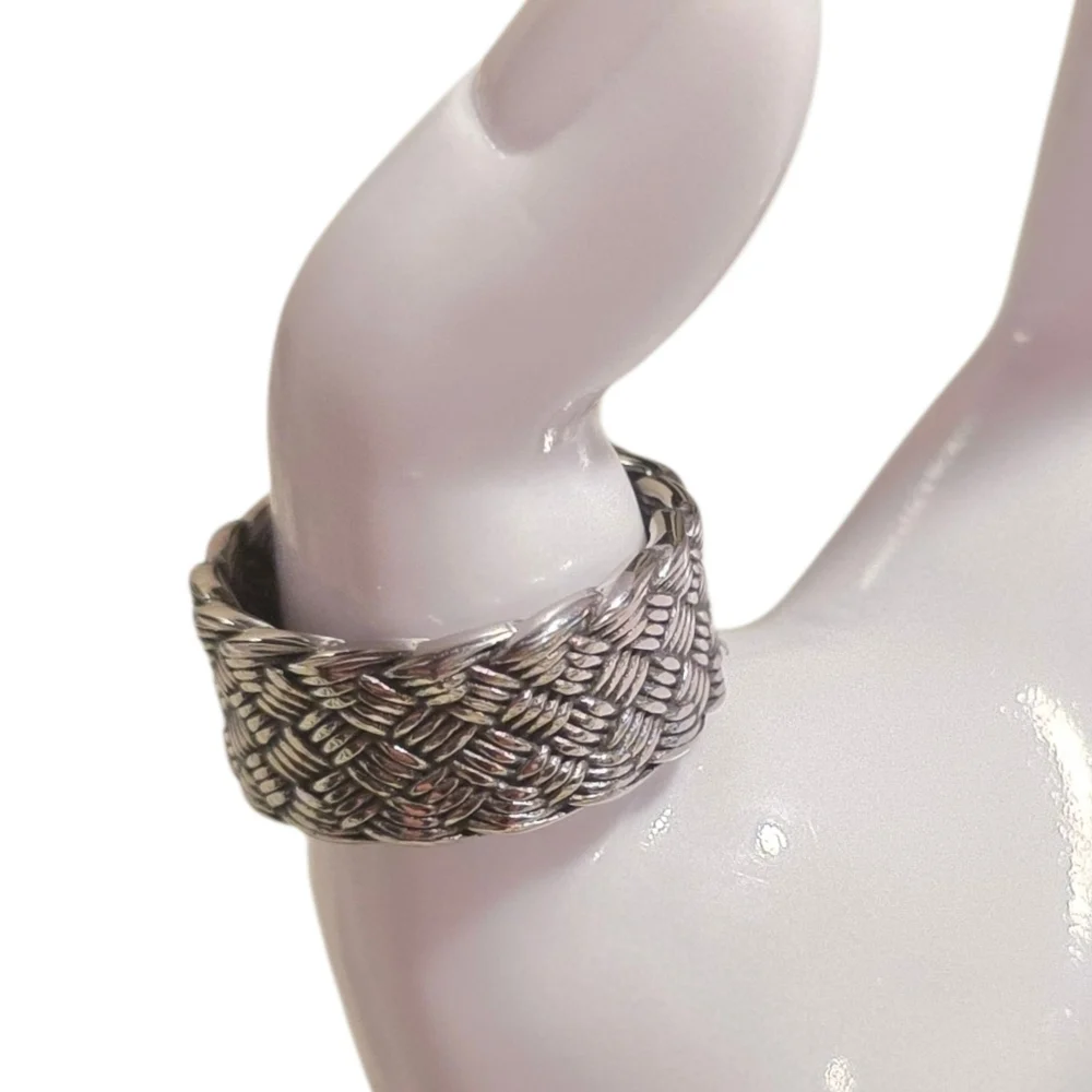 New Stainless Steel Woven Pattern Ring Size 11
